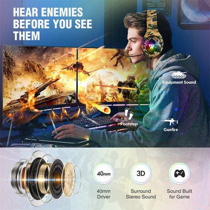 WINTORY M1 Wired Over-Ear E-sports Headphone Professional Gaming Headset with Colorful LED Light