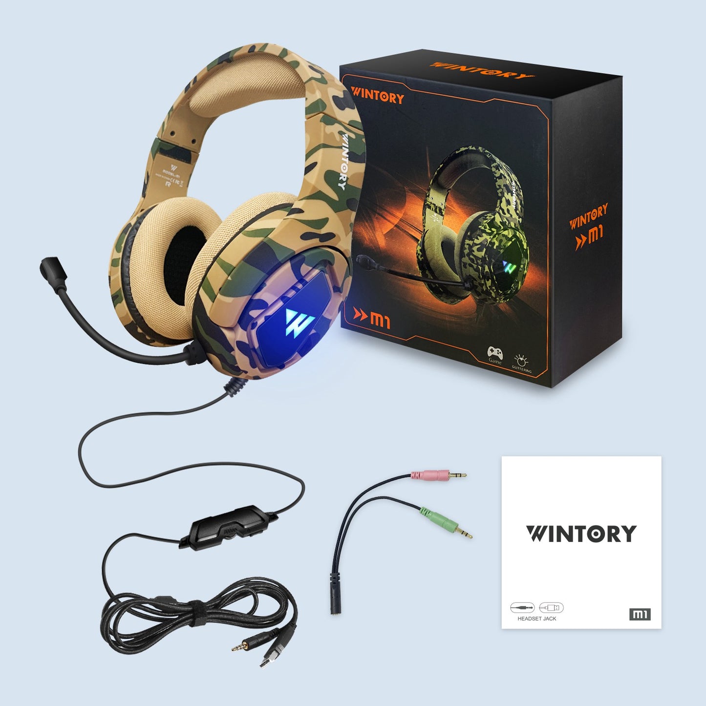 WINTORY M1 Wired Over-Ear E-sports Headphone Professional Gaming Headset with Colorful LED Light