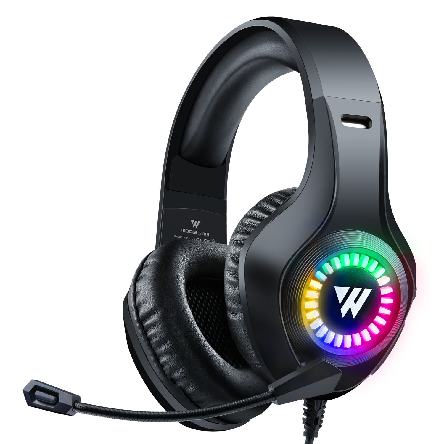 WINTORY M3 Wired Over-Ear E-sports Headphone Ergonomic Computer Gaming Headset with RGB Light