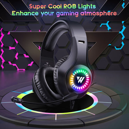 WINTORY M3 Wired Over-Ear E-sports Headphone Ergonomic Computer Gaming Headset with RGB Light