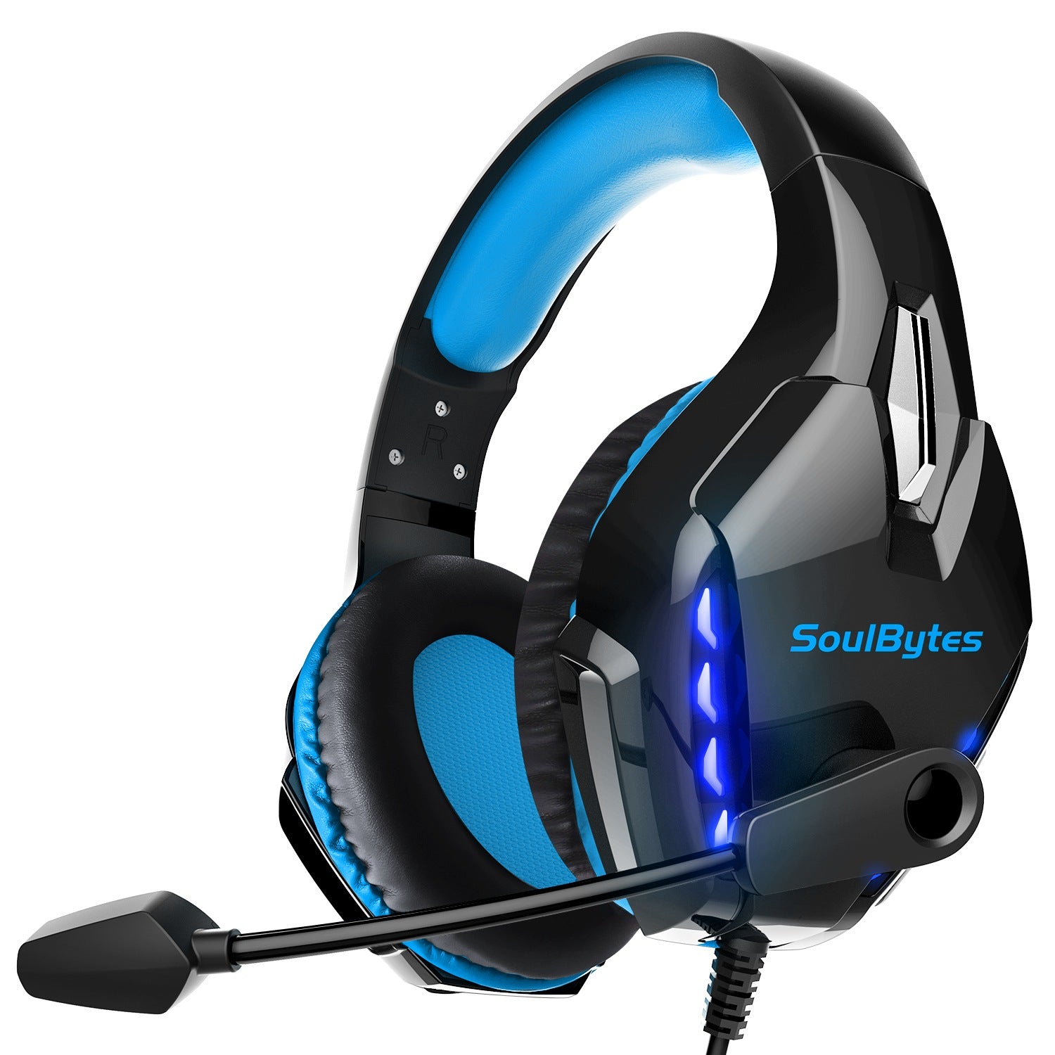 SOULBYTES S11 USB+3.5mm Wired Over-Ear E-sports Headphone Cool LED Light Gaming Headset with Rotatable Microphone