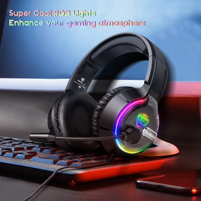 SOULBYTES S19 PC Gaming Headphone HiFi 3D Sound Wired Headset with RGB Colorful Light and Comfortable Headband