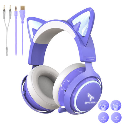 SOMIC GS510 Cat Ear Design USB+3.5mm Wired Over-Ear E-sports Headphone Music Gaming Headset with LED Light