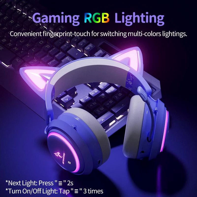 SOMIC GS510 Cat Ear Design USB+3.5mm Wired Over-Ear E-sports Headphone Music Gaming Headset with LED Light