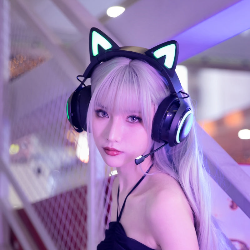 SOMIC GS510 Cat Ear Design USB+3.5mm Wired Over-Ear E-sports Headphone Music Gaming Headset with LED Light