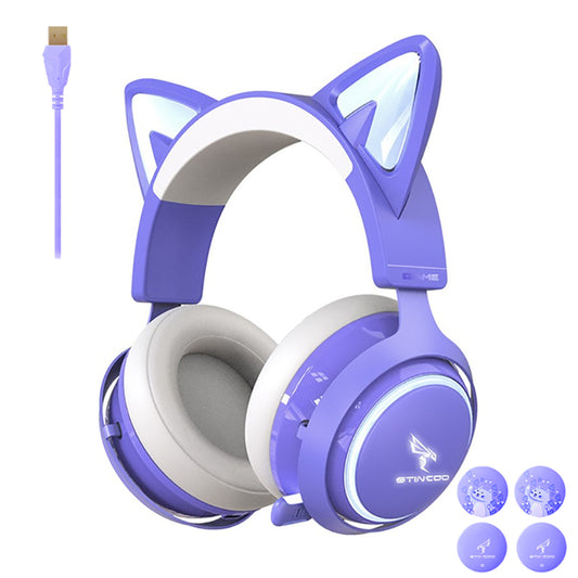 SOMIC GS510 Cute Cat Ear Design USB7.1 Wired Over-Ear E-sports Headphone RGB LED Light Music Gaming Headset