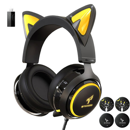 SOMIC GS510 2.4G Wireless Over-Ear E-sports Headphone Cute Cat Ear RGB LED Light Music Gaming Live Headset