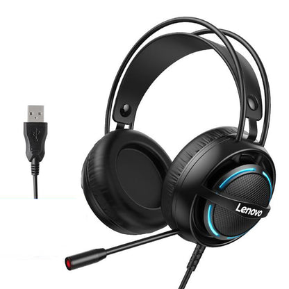 LENOVO G30 USB 7.1 Channel Stereo Wired Over-Ear Headphone Cool LED Light Professional Gaming Headset with Adjustable Microphone