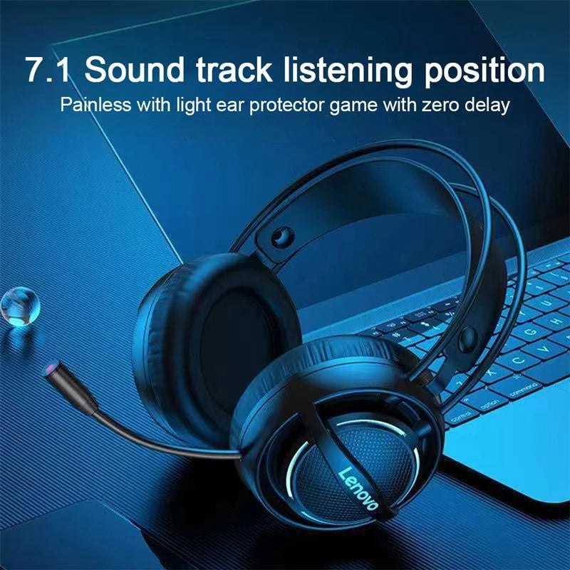 LENOVO G30 USB 7.1 Channel Stereo Wired Over-Ear Headphone Cool LED Light Professional Gaming Headset with Adjustable Microphone