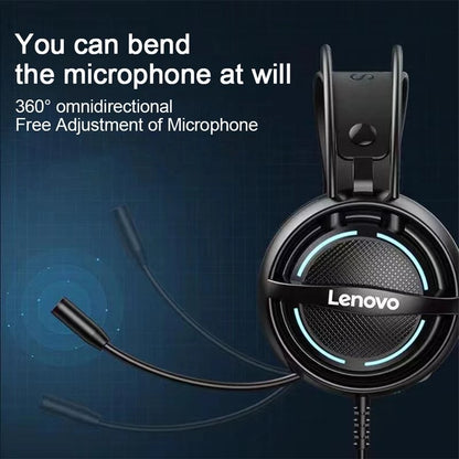 LENOVO G30 USB 7.1 Channel Stereo Wired Over-Ear Headphone Cool LED Light Professional Gaming Headset with Adjustable Microphone