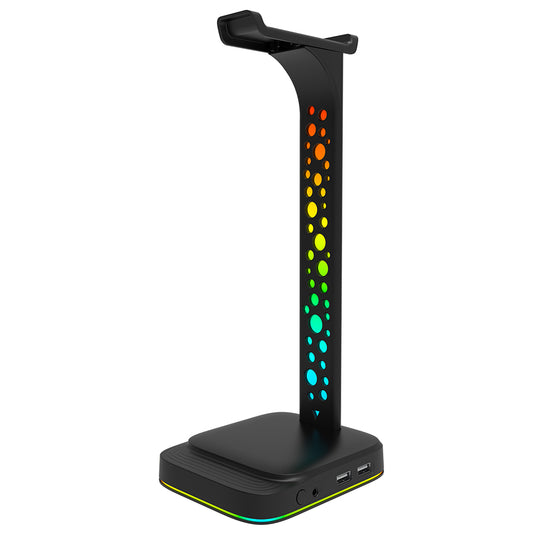 G2 RGB Headphone Stand Gaming Headset Holder Gaming Headset Desk Hook Hanger Mount with 2 USB Chargers and 9 Light Modes