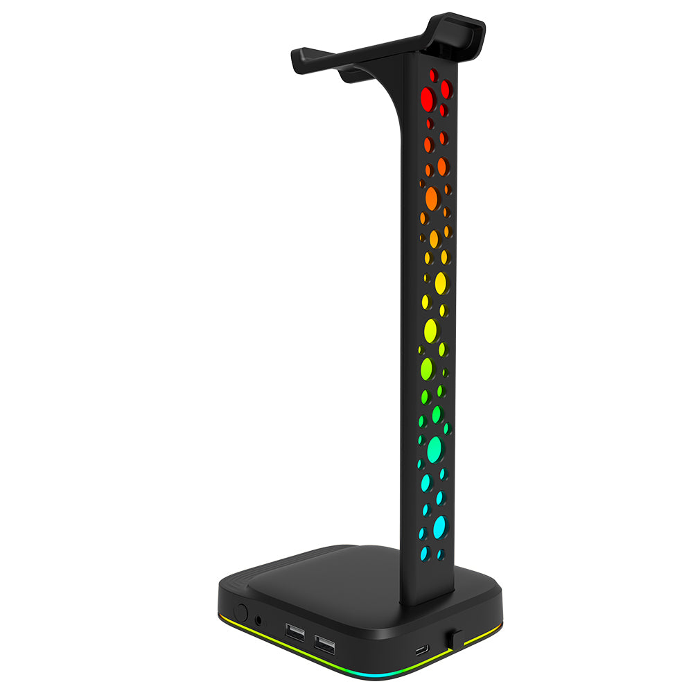 G2 RGB Headphone Stand Gaming Headset Holder Gaming Headset Desk Hook Hanger Mount with 2 USB Chargers and 9 Light Modes