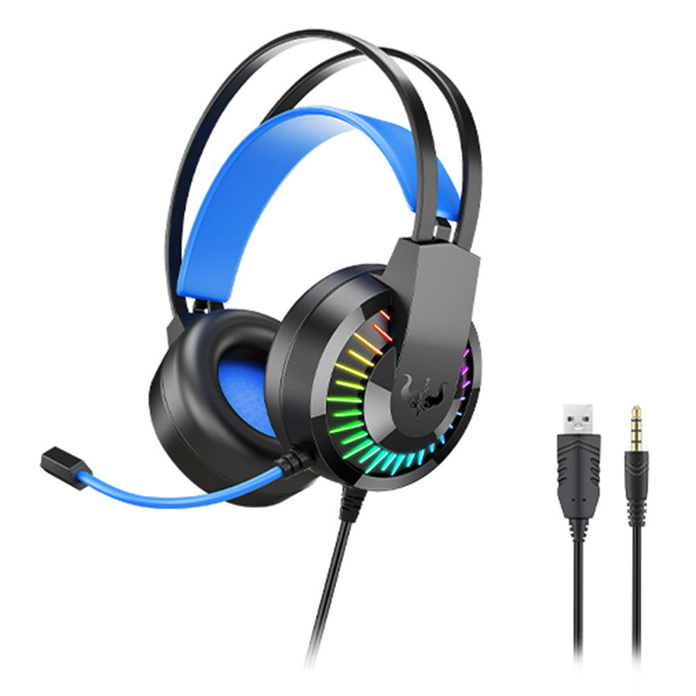 OVLENG GT68 RGB Wired Gaming Headset Over-Ear E-sports Headphone USB+3.5mm Adjustable Headset with Mic