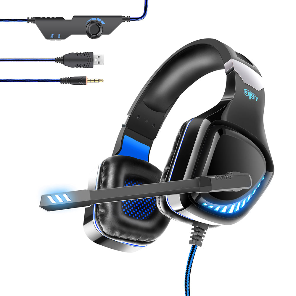 OVLENG GT97 USB+3.5mm Wired Over-Ear Headphone Professional Stereo E-sports Gaming Headset with LED Light