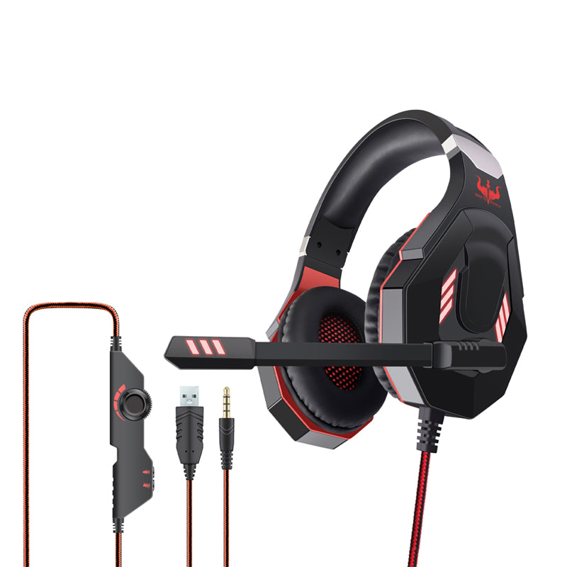 OVLENG GT93 LED Lighting E-Sport Headphones Head-mounted Gaming Headset with Clip-on Remote Control, USB+3.5mm Plug