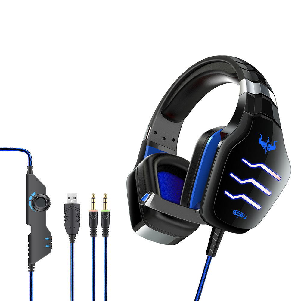 OVLENG GT85 HD Surround Sound E-Sport Headphones LED Lighting Gaming Headset, USB+2*3.5mm Plug