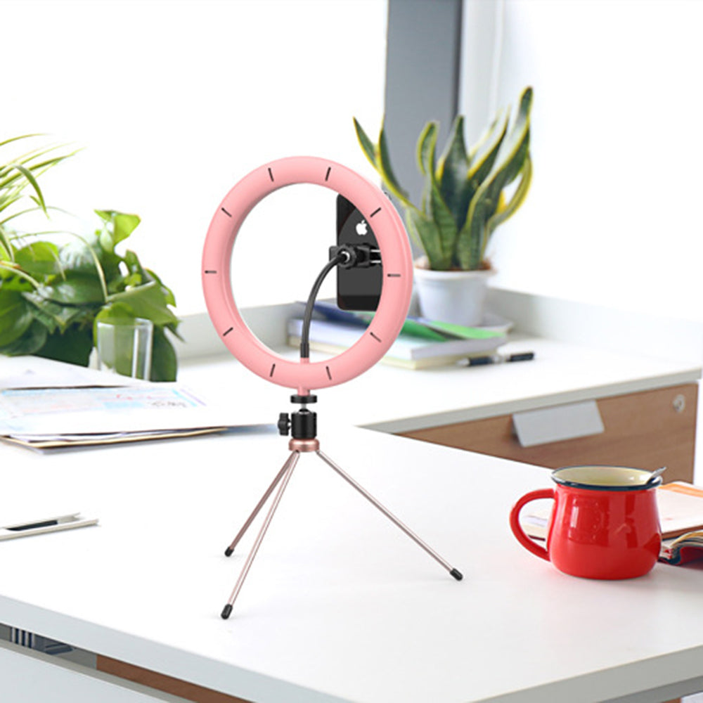 WONEW ZJ02 10â€ LED Ring Light with Tripod Stand Adjustable Desktop Beauty Ring Light with Tripod for Makeup/Live Stream/Photography