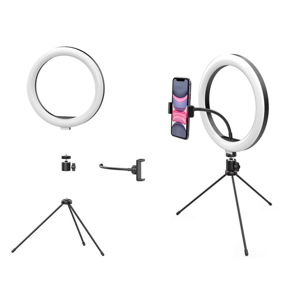 WONEW ZJ02 10â€ LED Ring Light with Tripod Stand Adjustable Desktop Beauty Ring Light with Tripod for Makeup/Live Stream/Photography