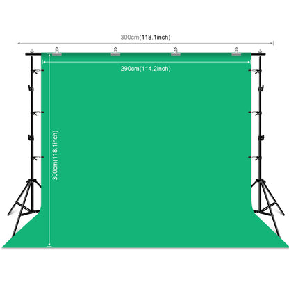 PULUZ PKT5205 Photo Studio 2x2.9m Photography Background Support Stand Backdrop Crossbar Bracket Kit with Red/Blue/Green Backdrops