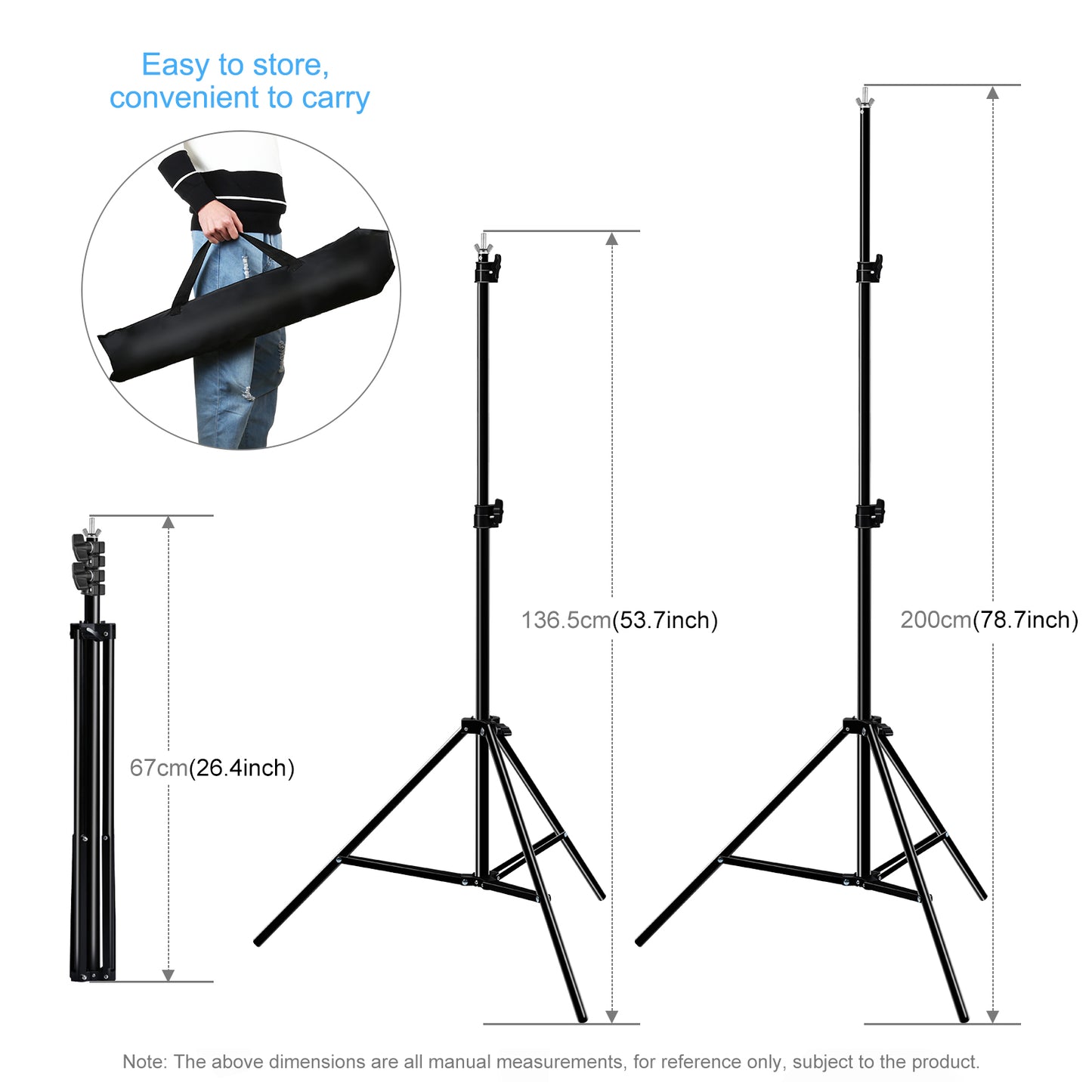 PULUZ PKT5205 Photo Studio 2x2.9m Photography Background Support Stand Backdrop Crossbar Bracket Kit with Red/Blue/Green Backdrops