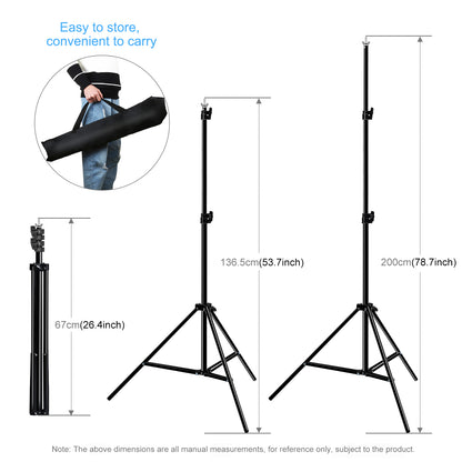 PULUZ PKT5205 Photo Studio 2x2.9m Photography Background Support Stand Backdrop Crossbar Bracket Kit with Red/Blue/Green Backdrops