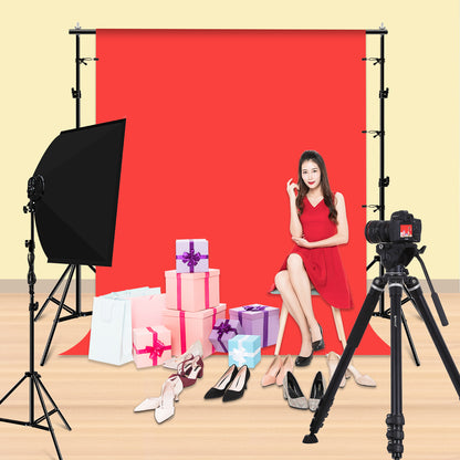 PULUZ PKT5204 2x2m Photo Studio Background Support Stand Backdrop Crossbar Bracket Kit with Red/Blue/Green Backdrops