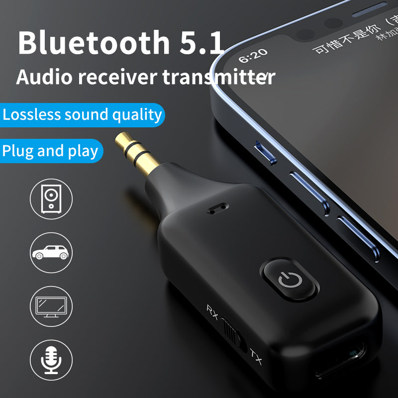 A60 3-in-1 Bluetooth 5.1 Audio Receiver Transmitter Calling 3.5mm Aux Stereo Music Wireless Adapter