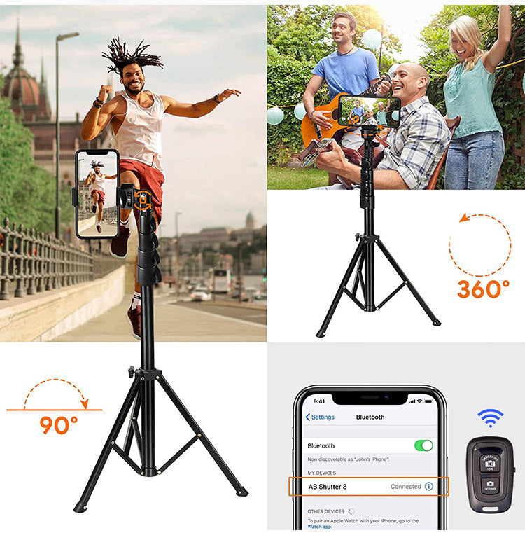 1.6m Telescopic Handheld Phone Camera Holder Selfie Stick Tripod Video Recording Live Streaming Bracket