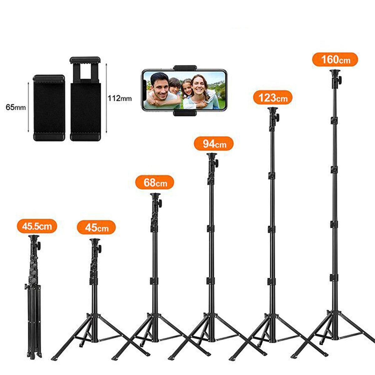 1.6m Telescopic Handheld Phone Camera Holder Selfie Stick Tripod Video Recording Live Streaming Bracket