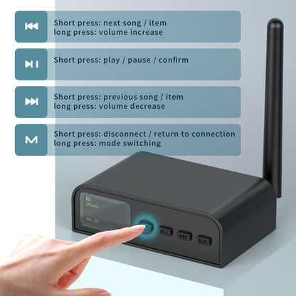 BT07 Smart Bluetooth 5.1 Adapter Coaxial Fiber AUX Receiver Transmitter Upgrade Audio Amplifier Button with Screen Display