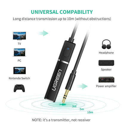 UGREEN Bluetooth 5.0 Transmitter for PS4 TV Headphone PC 3.5mm AUX Audio Adapter