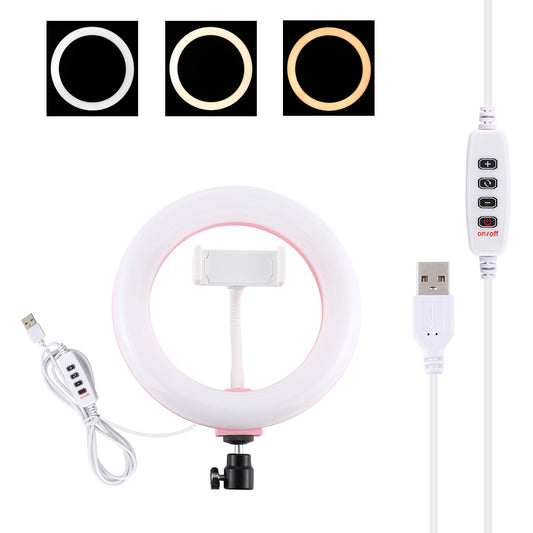 PULUZ 7.9 inch 20cm USB 3 Modes Dimmable Dual Color Temperature LED Curved Light Ring Vlogging Selfie Photography Video Light