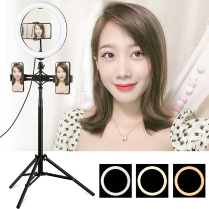 PULUZ PKT3066B 10.2inch LED Selfie Ring Light Cell Phone Clamp Tripod Stand for YouTube Blogger Video Shooting