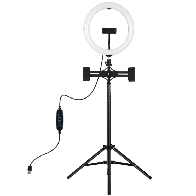 PULUZ PKT3066B 10.2inch LED Selfie Ring Light Cell Phone Clamp Tripod Stand for YouTube Blogger Video Shooting