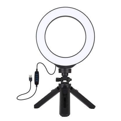 PULUZ PKT3059B 6.2-inch 16cm USB 3 Modes Dimmable Vlogging Photography Video LED Ring Lights + Tripod Mount Kit