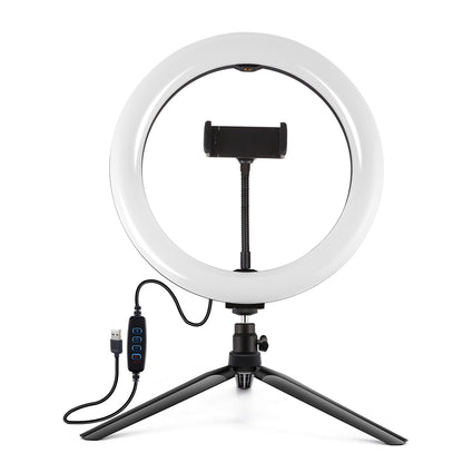 PULUZ PKT3071B 10.2-inch 26cm USB Dimmable LED Ring Lights Vlogging Selfie Photography Video Fill Light with Tripod Mount