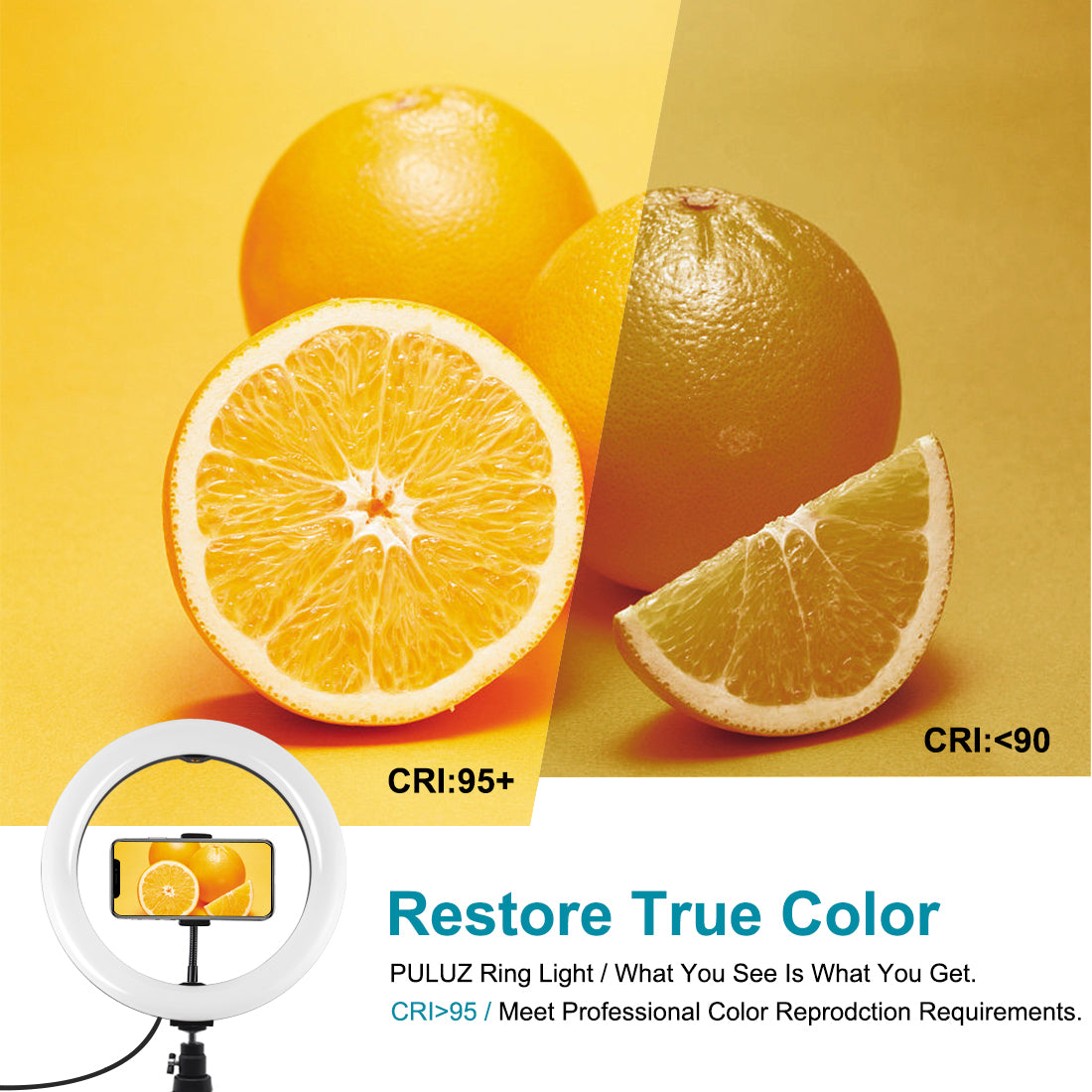 PULUZ PKT3072B 10.2-inch 26cm Dimmable Dual Color Temperature LED Curved Diffuse Light Photography Fill Lights with Phone Clamp and Selfie Remote Control