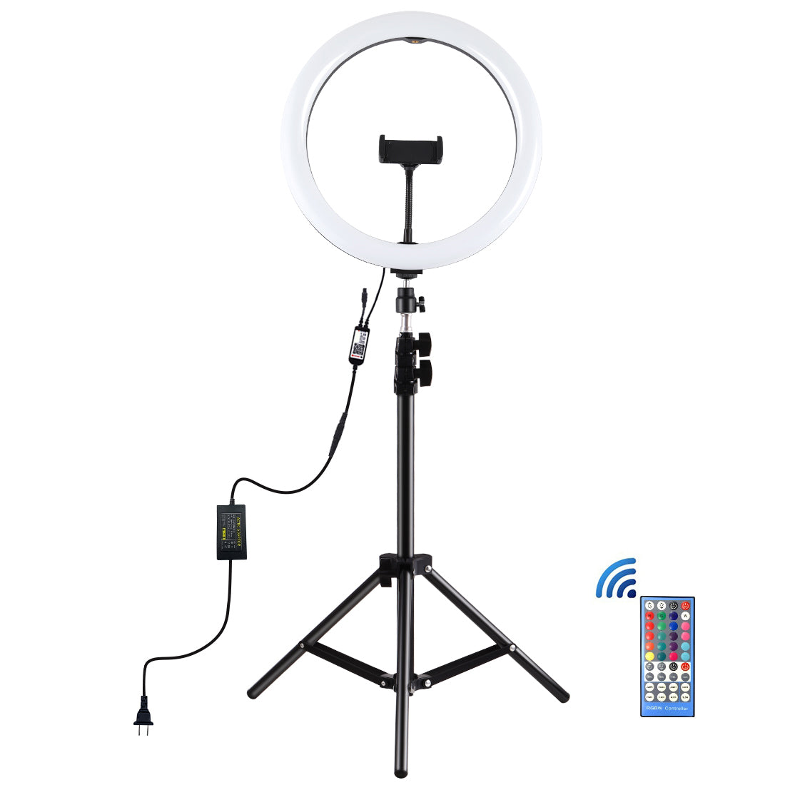 PULUZ PKT3050 12-inch RGB Light 1.1m Tripod Mount Dimmable Selfie Photography Video LED Ring Lights Live Broadcast Kits