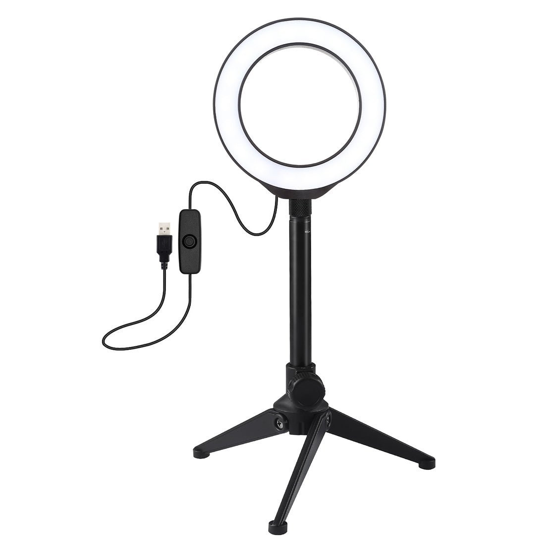 PULUZ 4.7-inch 12cm Ring Light + Desktop Tripod Selfie Stick Mount USB White Light LED Ring Vlogging Photography Video Lights Kits