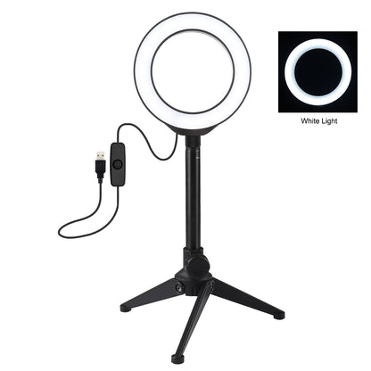 PULUZ 4.7-inch 12cm Ring Light + Desktop Tripod Selfie Stick Mount USB White Light LED Ring Vlogging Photography Video Lights Kits