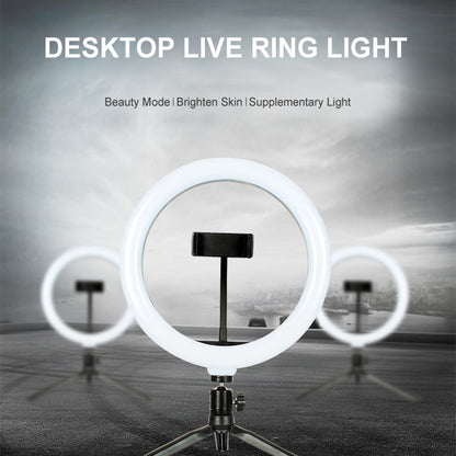 10inch 120-LED USB Powered Selfie Ring Light + Desktop Tripod + Remote Shutter for Live Broadcast Video Shooting