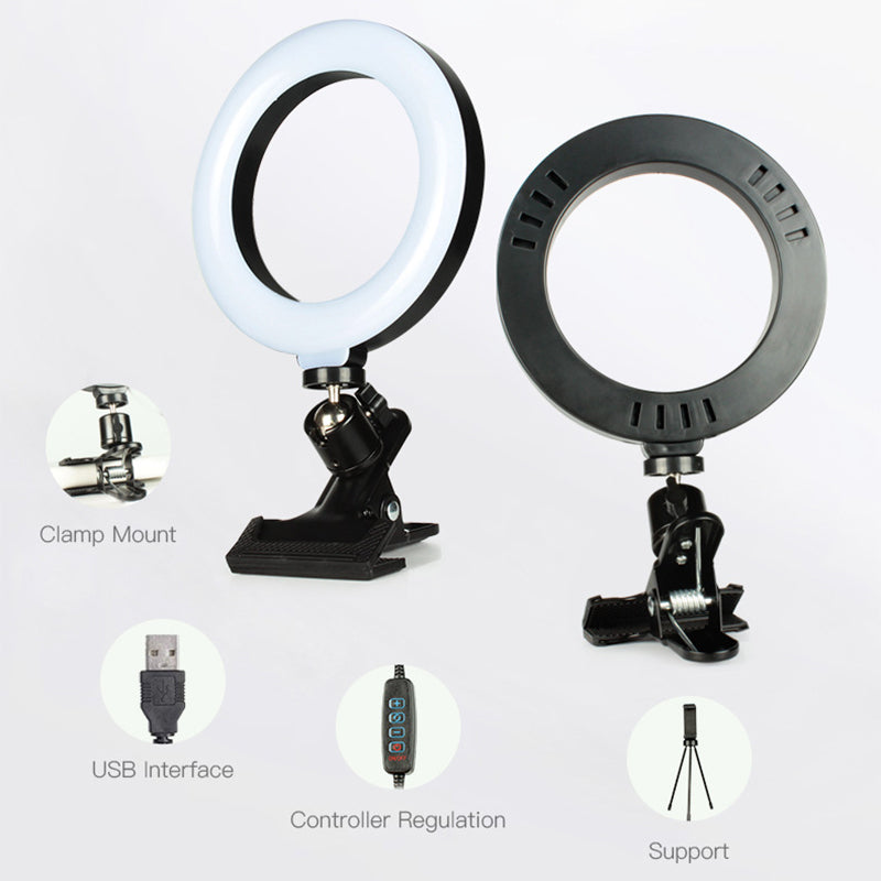 Live Broadcast Video Shooting 6inch 3 Color Modes LED Selfie Ring Light + Clamp Mount