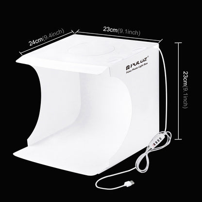 PULUZ PU5023 Portable 24x23x22cm Mini LED Ring Light Box 3 Color Temperature Photo Studio Photography Light Shooting Softbox with 6 Color Backdrops