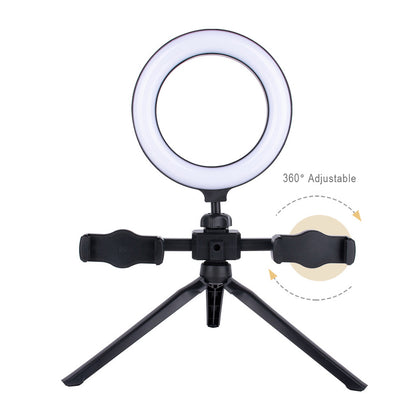 10 inch USB Ring Light Video Recording Live Streaming Fill Light with Tripod Dual Phone Clip