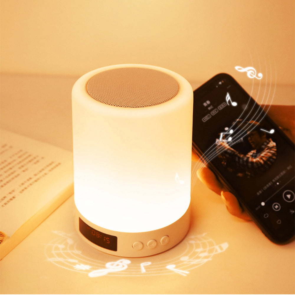 S66 Touch Control Wireless Cylinder Colorful Night Light Bluetooth Speaker Alarm Clock Desk Decoration