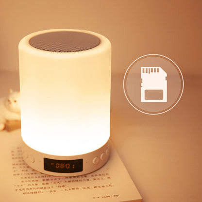 S66 Touch Control Wireless Cylinder Colorful Night Light Bluetooth Speaker Alarm Clock Desk Decoration