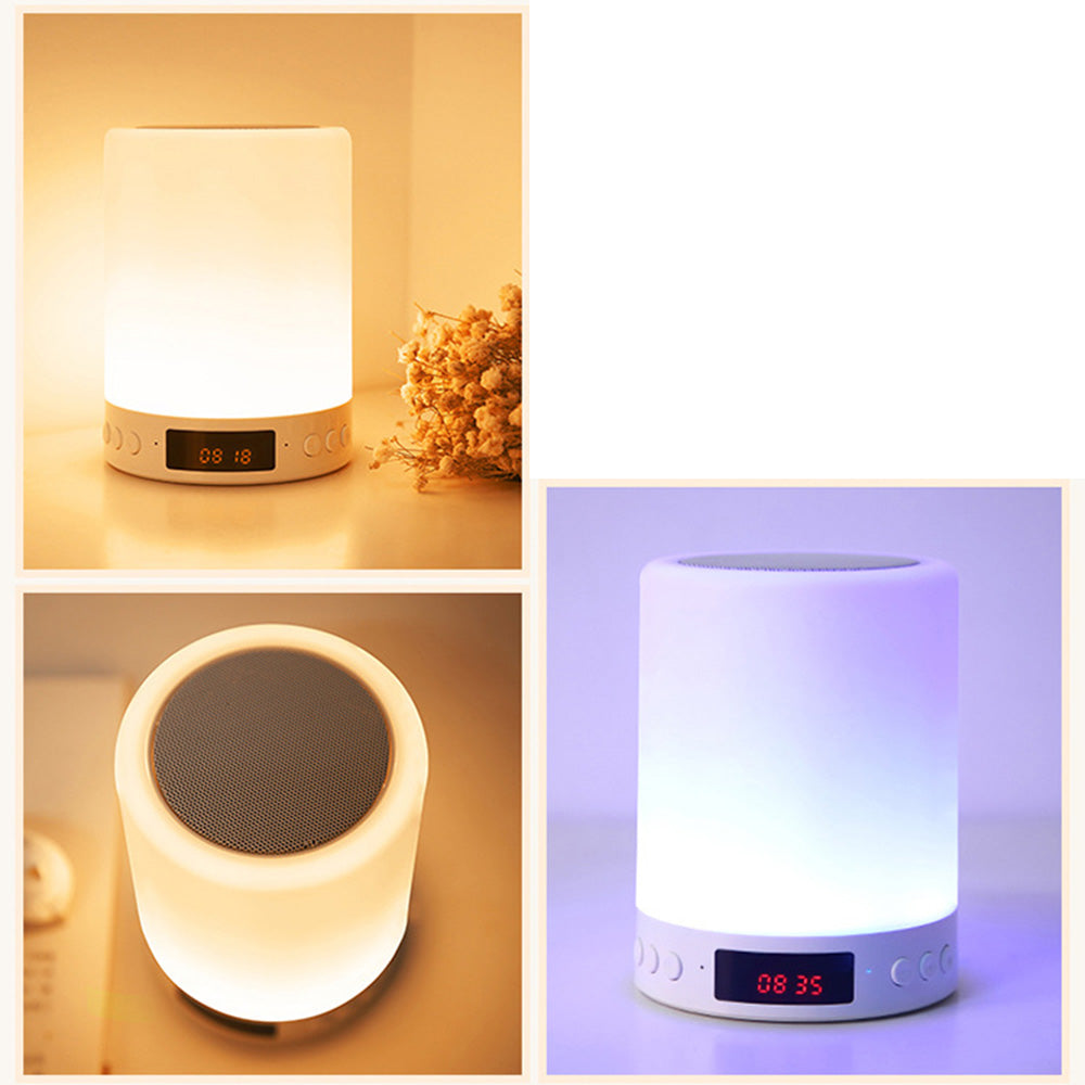 S66 Touch Control Wireless Cylinder Colorful Night Light Bluetooth Speaker Alarm Clock Desk Decoration