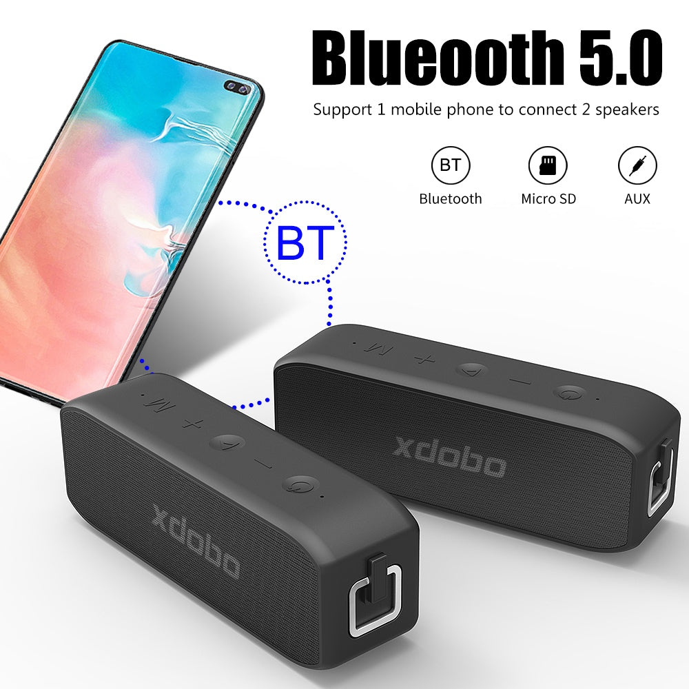 XDOBO Wing 2020 Portable 20W Subwoofer Bluetooth Speaker Outdoor IPX7 Water Resistant Wireless Speaker Sound Amp Support TF Card/AUX Cable