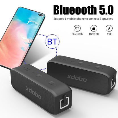 XDOBO Wing 2020 Portable 20W Subwoofer Bluetooth Speaker Outdoor IPX7 Water Resistant Wireless Speaker Sound Amp Support TF Card/AUX Cable