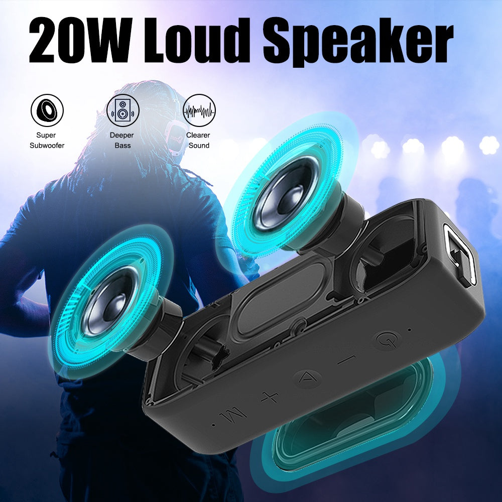 XDOBO Wing 2020 Portable 20W Subwoofer Bluetooth Speaker Outdoor IPX7 Water Resistant Wireless Speaker Sound Amp Support TF Card/AUX Cable